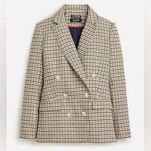J Crew Brynn Blazer in Plaid Italian Wool Blend size 2 Tan Black BU032